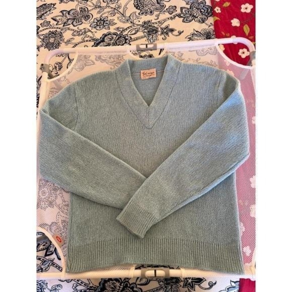 Vintage 1960s Tami 100% Shetland Wool Sweater Marina Blue - Picture 3 of 7